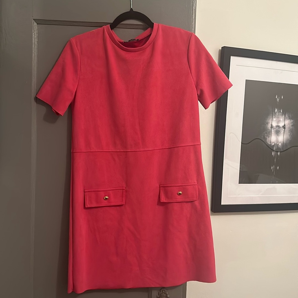 Zara Faux suede pink dress